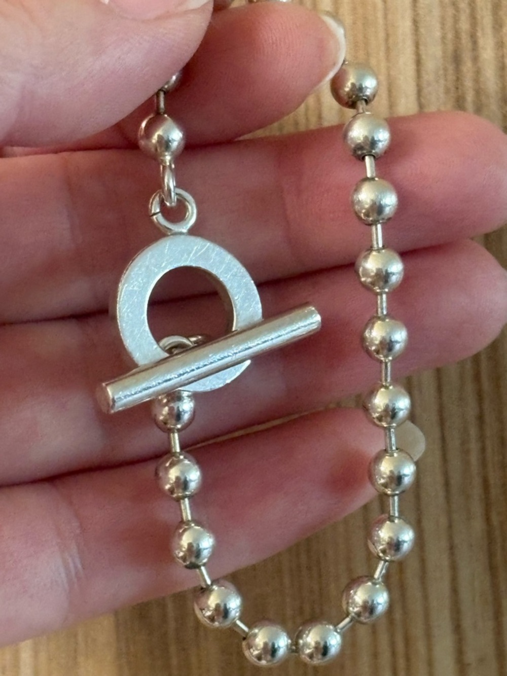 Auth GUCCI 925 Silver balls Toggle bracelet